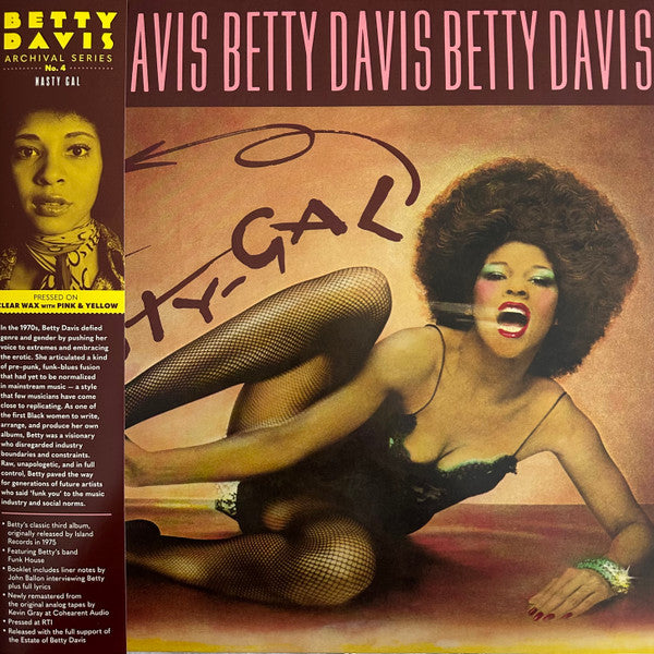Betty Davis - Nasty Gal LP, Album, Ltd, RE, RM, Clear with Pink & Yellow Splatter Vinyl VG+/VG+