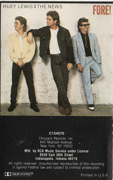 Huey Lewis And The News – Fore! Cassette Tape EX/EX